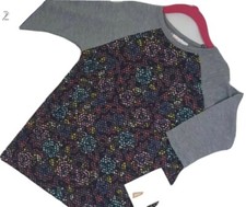  New WIth Tags LuLaRoe Sloan Tee Size 4 Baseball Style Tee Floral  Grey 
