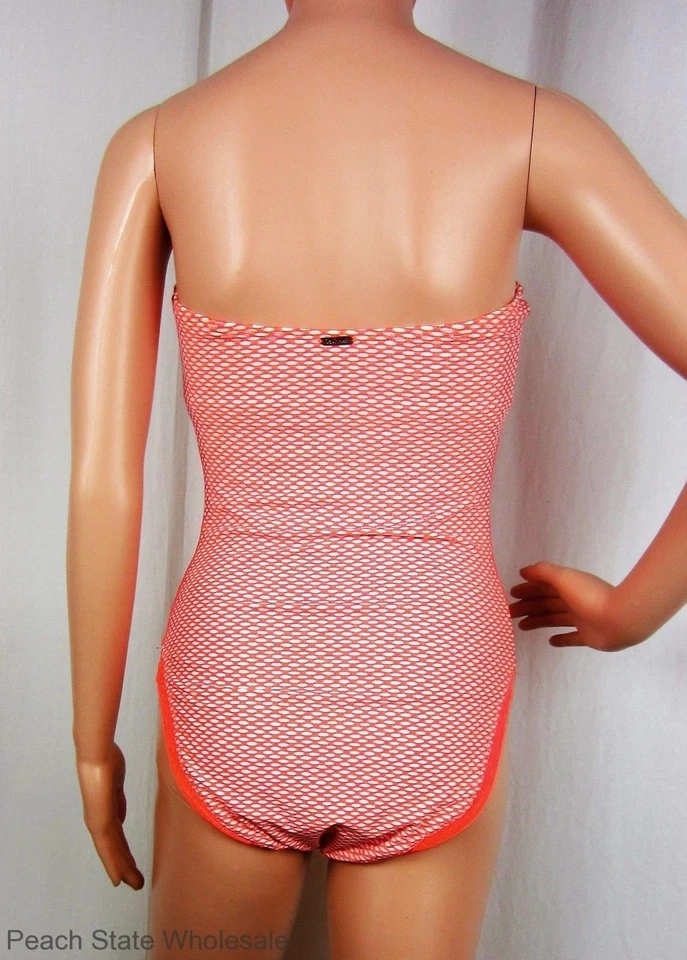 NUEVO Traje de Baño Calvin Klein Sin Tirantes Bandeau Adelgazante Una Pieza Punto Coral Talla 6 Foto 2 de 3