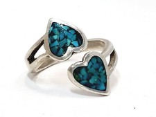 Bypass Turquoise Sterling Ring Sz 4.5 Adjustable - 3.1 Grams TW