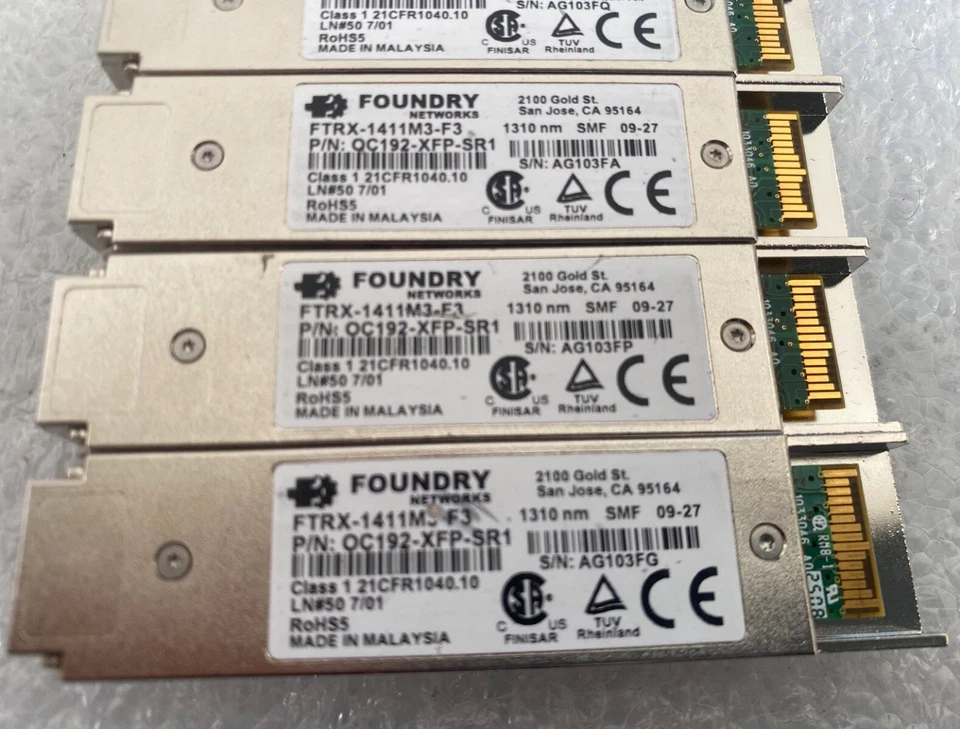Lot (4) Foundry FTRX-1411M3-F3 OC192-XFP-SR1 Optics FTRX-1411M3 - Image 2 of 3