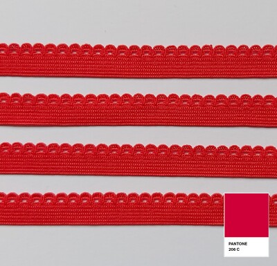 Picot rot 10 mm breit Picot Rand elastisch (Deko Kopfhaut Dessous Unterwäsche)