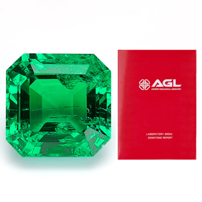 Rare Material ! High-quality Lab-grown Emerald with Colombian Style Asscher Cut