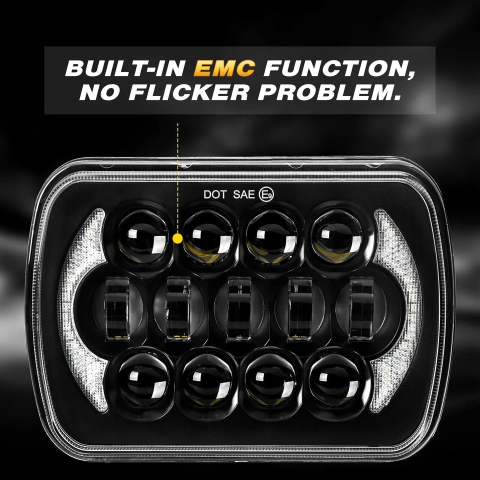 PAIR For Jeep Cherokee XJ 1984-2001 Wrangler YJ 1986-1995 5x7" 7x6 Led Headlight Foto 2 de 4