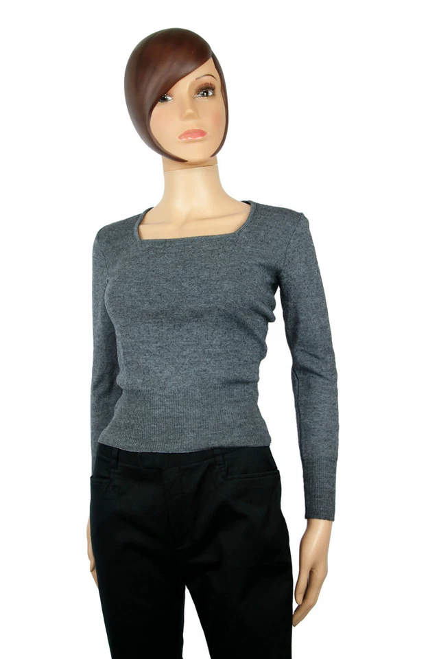 Pull court léger gris chiné Kookai | Vintage 90s | Vintage 90s grey sweater - Photo 1/4