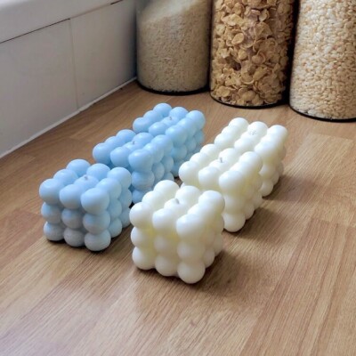 6X Bubble Candle Dekor Würfel. Großhandel Geschenke zum Geburtstag. Handgegossenes Sojawachs.