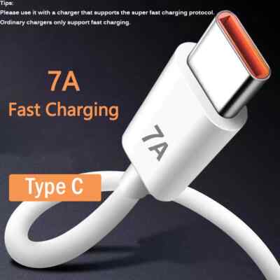 7A USB Type C Super-Fast Charge Cable Huawei P40 P30 Mate 40 Xiaomi Mi 12 Oneplu