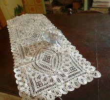 GRANDE CENTRO RETTANGOLARE - RUNNER in TRINETTA  a PIZZO VENEZIA * col.BIANCO