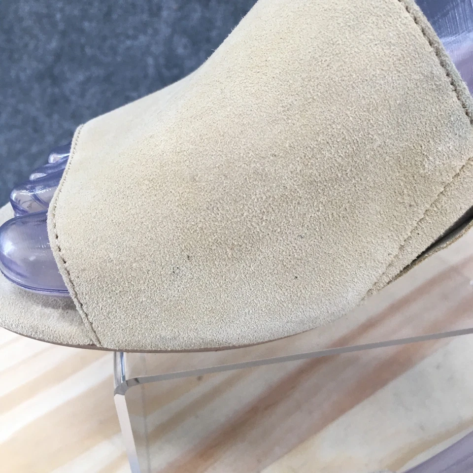 Tahari Sandals Womens 8.5 M Neomea Wedge Slip On Slide Beige Suede Open Toe - Image 4 of 4