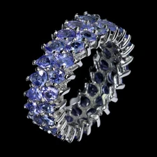 925 Sterling Silver Ring Pear Tanzanite Natural Gemstone Jewelry Size 8.5