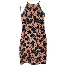 Y2K Burnout Velvet Pink Black Dress Bodycon Homecoming Party Club Size Large
