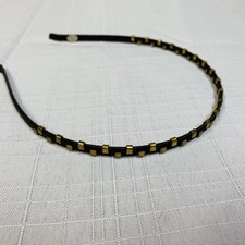 Cara NY Thin Black Headband With Square Brass Studs