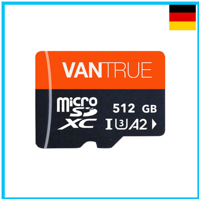 Vantrue microSD 512GB UHS-I U3 4K Speicherkarte mit Adapter für Dash