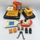 Vintage 1978 Fisher Price Little People Off Shore Cargo Base 945 Partial Set EUC