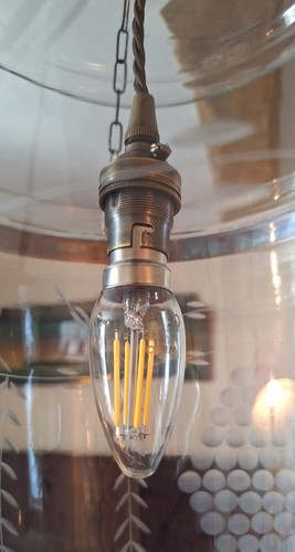 Antike große Hundi Laterne elektrifiziertes Licht, Weinreben auf Glas x 3 / Preis 1 - Bild 7 von 10