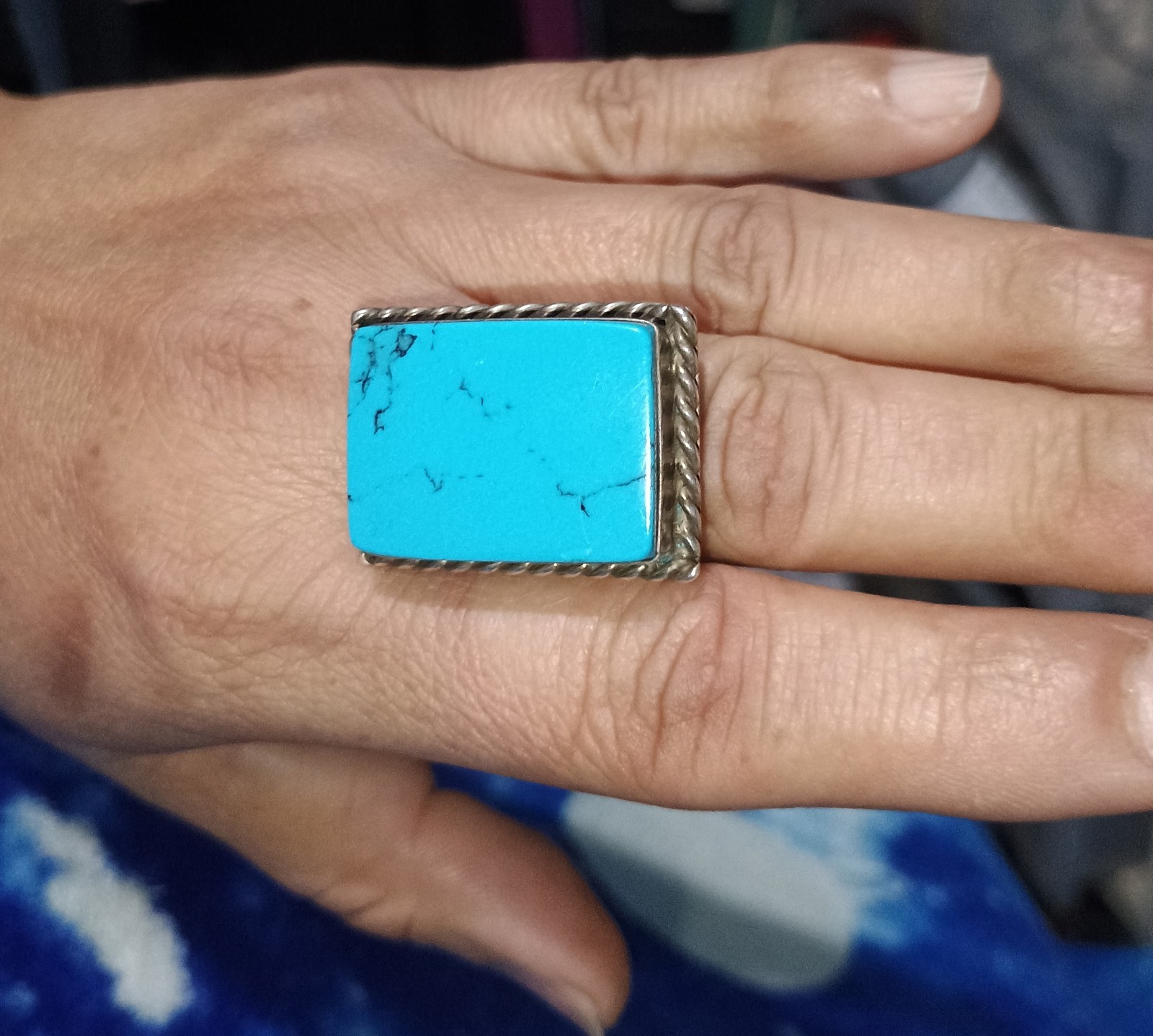 Large adjustable Texaco Sterling Silver Ring  Tur… - image 13