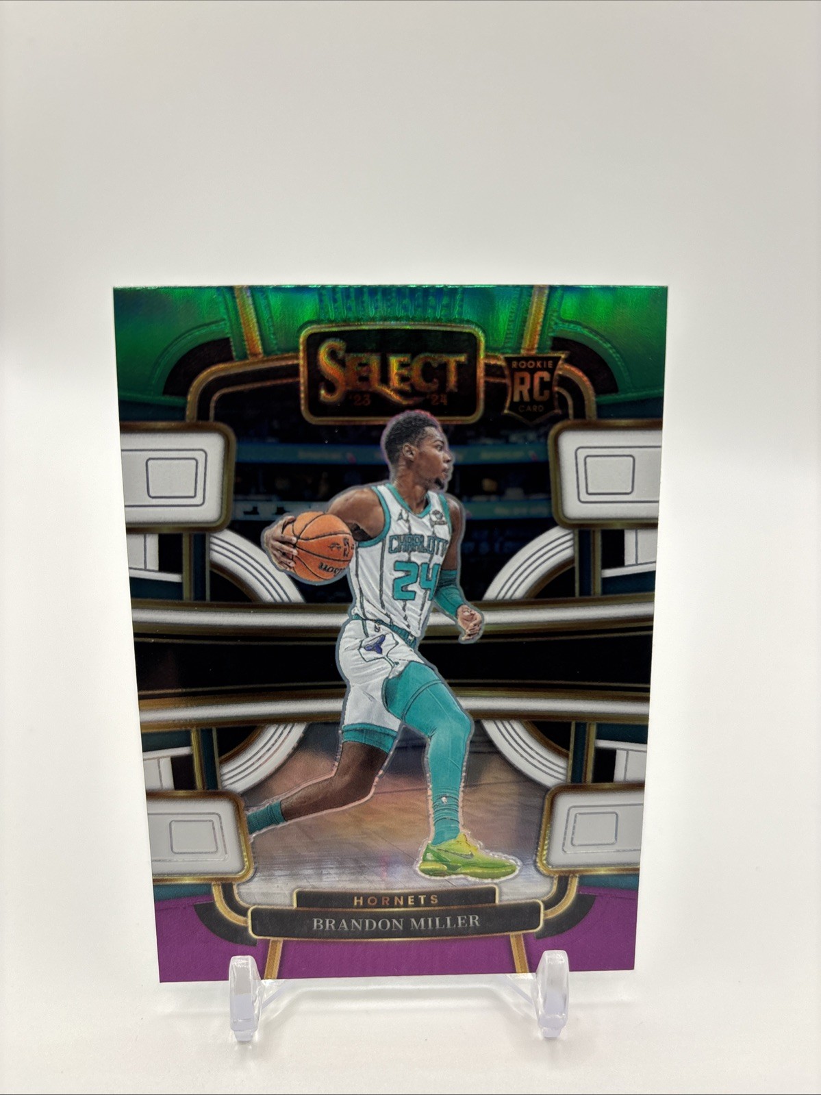 Brandon Miller 2023-24 Panini Select Concourse Green White Purple Prizm #80 RC