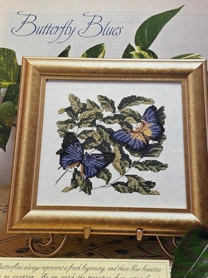 Butterfly Blues Counted Cross Stitch Pattern Floral Butterflies Magazine Pages