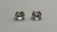 Gorgeous Fine .585 14K Solid Yellow Gold Light Purple Amethyst Stud Earrings