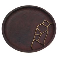 Kerzenteller Aluminium Weinrot/Gold Ø 14Cm Untersetzer Untertasse Kerzenhalter