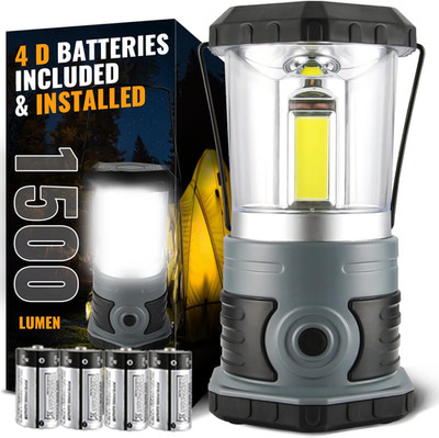 LED Camping Lantern,1500 LM Lanterns for Power Outages w/ 4 D Battery-Flashlight