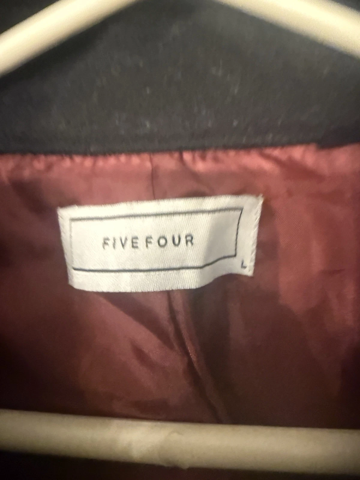 FIVE FOUR Men's Black blend Wool Lined Button-Front Overcoat Mid-Length Size L - product detail image 3