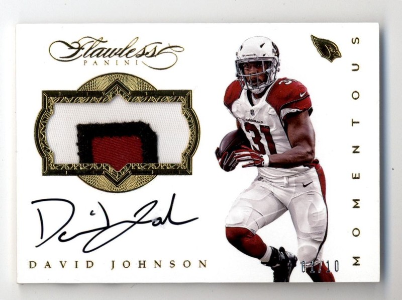 2016 Panini Flawless Momentous Patch Autographs #7 David Johnson Auto Patch 1/10