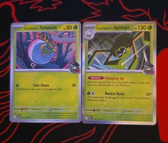 Pokemon Team Rocket's Tarountula 019/182 & Spidops 020/182 Holo
