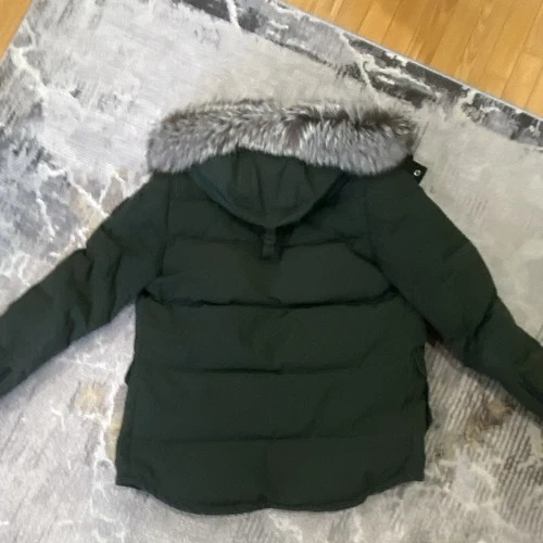 Moose Knuckles Men’s Green Parka Jacket S Polyester Hooded Fur Trim Zip image 2