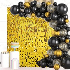 Gold Shimmer Wall Backdrop 36 Panels Cover 6 x 6 Ft, Photo Backdrops for Wedd...