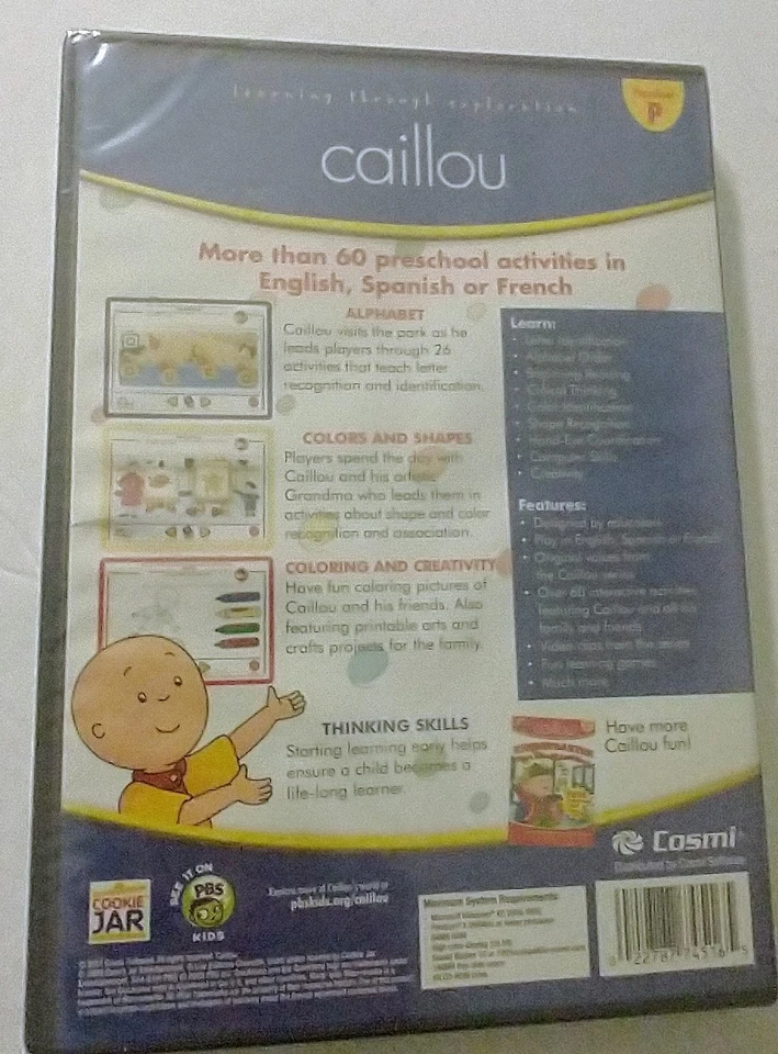 Caillou: Preschool More Than 60 Activities!  [PC CD-ROM Software] PBS NEW SEALED - Image 2 of 2