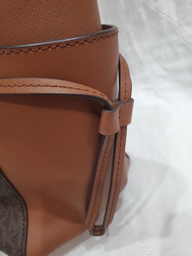 Michael Kors Gilly Travel MK Brown Large Drawstring Zip Top Tote Shoulder Bag - Picture 11 of 24