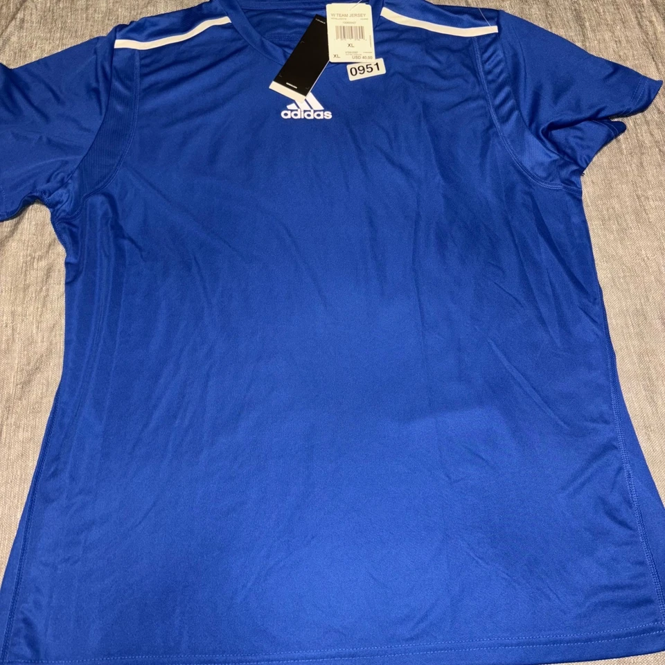 Camiseta deportiva Adidas W Team azul real blanca XL Foto 2 de 4