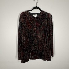 Coldwater Creek Wmn Plus 2X Multicolor Paisley Velvet Button Lightweight Jacket