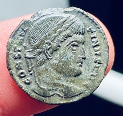 Constantine I AE Nummus Trier AD 324-325, CAMPGATE, Silvered Specimen, Very Fine
