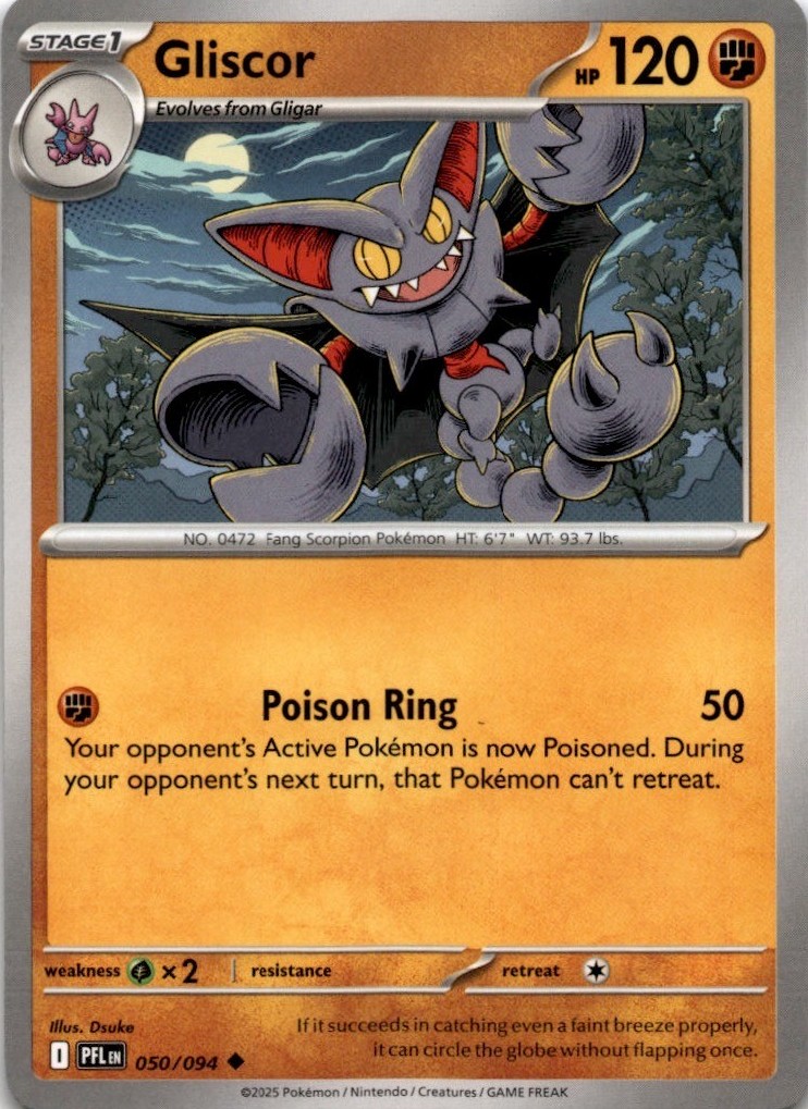 Pokemon Phantasmal Flames Gliscor 050/094 Uncommon Near Mint
