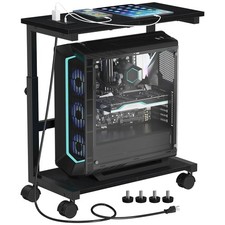 Computer Tower Stand with Charging Station, 25.0"-32.1" Height Adjustable PC ...