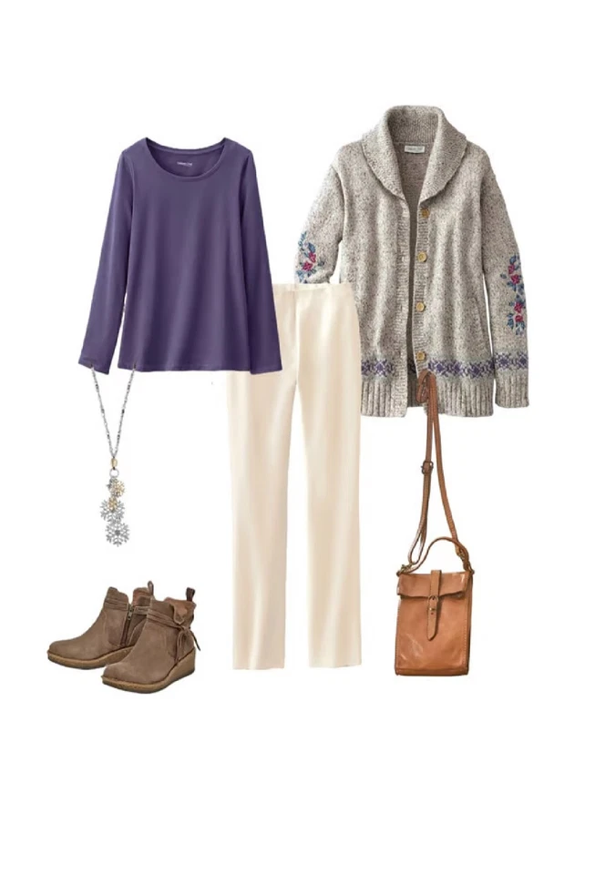 Coldwater Creek Sunflower Cardigan color Dark Olive Multi - Image 4 of 4