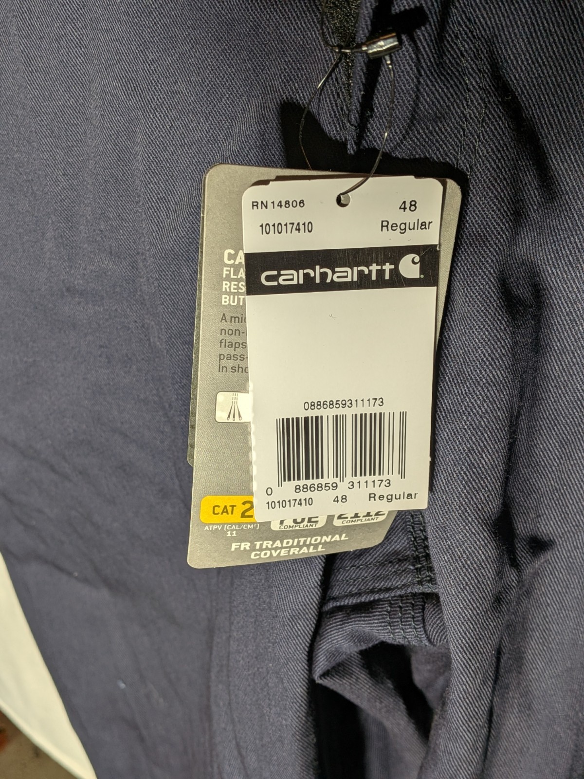 Carhartt Fire Resistant Men's Traditional Coveralls Blue 48 Regular New W Tags thumbnail 3