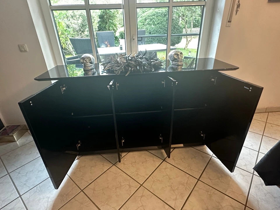 Sideboard Schwarz Lackiert Von Lübke mit 3Böden 41 cm Br.43cn tief