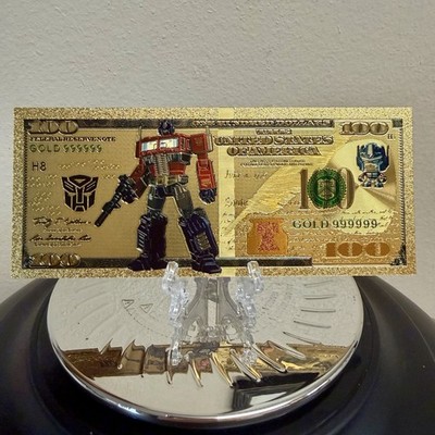 Gold Foil Plated Optimus Prime The Transformer Banknote Comic Collectible