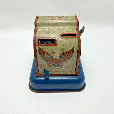 1930s Cash Register Bank   Eagle National 3 Coin Bank by Hoge   Antique