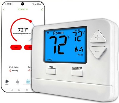 WiFi Thermostats for Home Smart Thermostat Single-Stage 1Heat/ 1Cool, APP Rem...