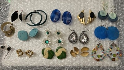 Mixed Lot Earrings; 15 Pairs Vintage to New; Post to Dangle in Various Styles