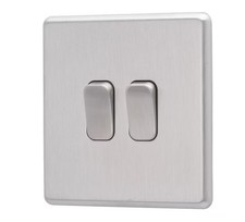 Arlec 10A 2 Way 2 Gang Light Switch Polished Chrome Screwless Decorative Switch