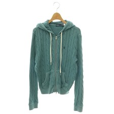 Polo by Ralph Lauren Cable Knit Cotton Full Zip Hoodie Long Sleeve N Light Blue