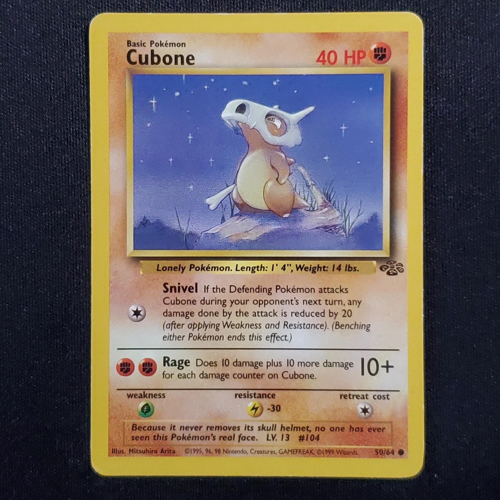Cubone 50/64 Unlimited Common Jungle Pokemon Moderately Played