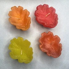 4 VTG Autumn Fall Leaf 1999 Floating Candles Green Red Orange Yellow 