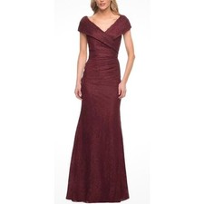La Femme Off The Shoulder Cap Sleeve Evening Dress Gown Women's Size 10 NEW