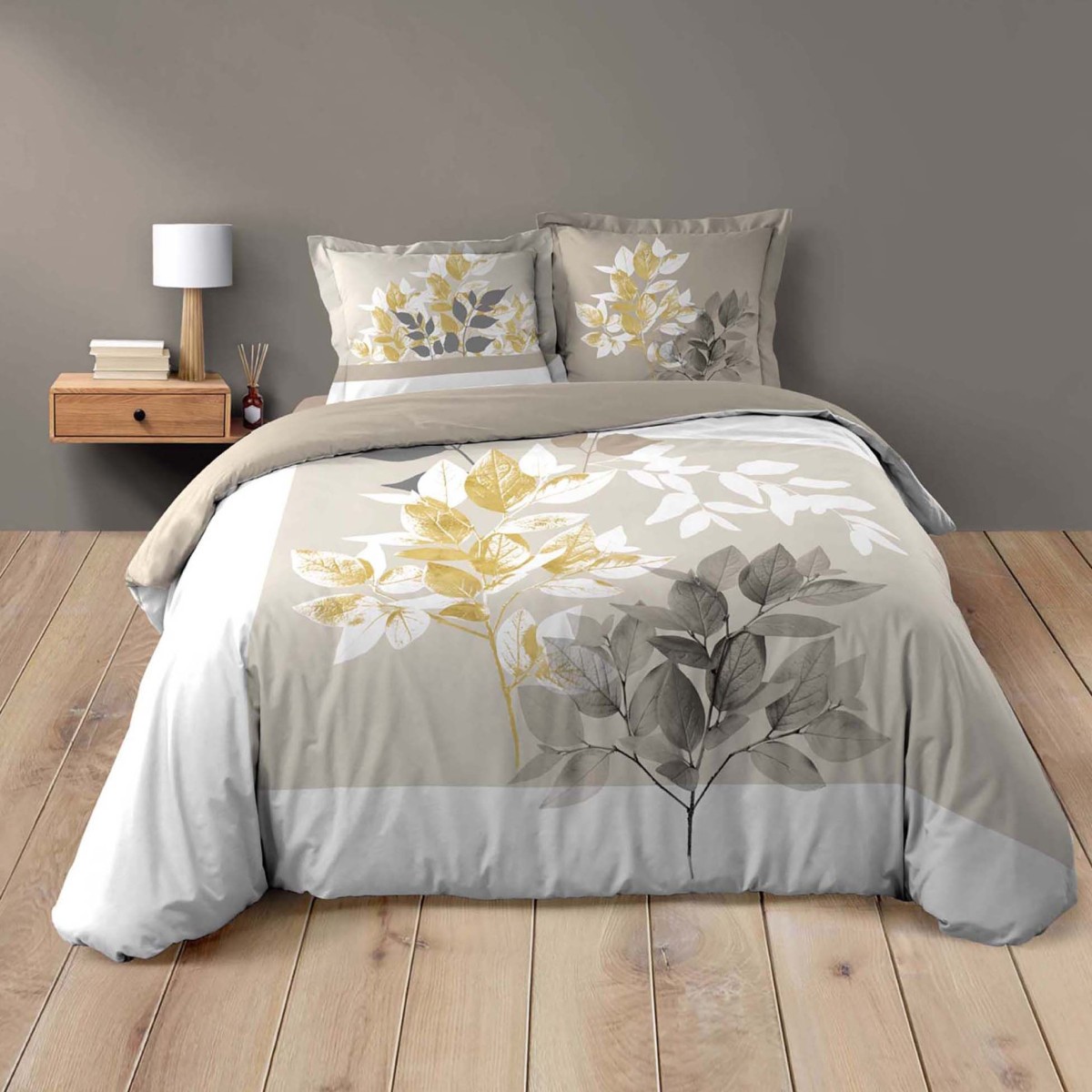Parure de lit Enora beige 240x220 cm la solution anti-transpiration pour lit double