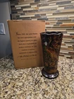 Fenton Peacock Garden Amethyst Carnival Glass Vase Signed 7”